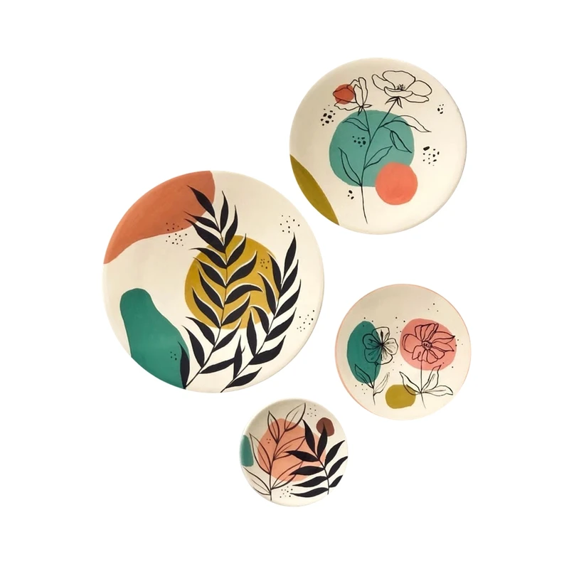 بشقاب دیوارکوب سفالی طرح مدرن کد 320 مجموعه 4 عددی