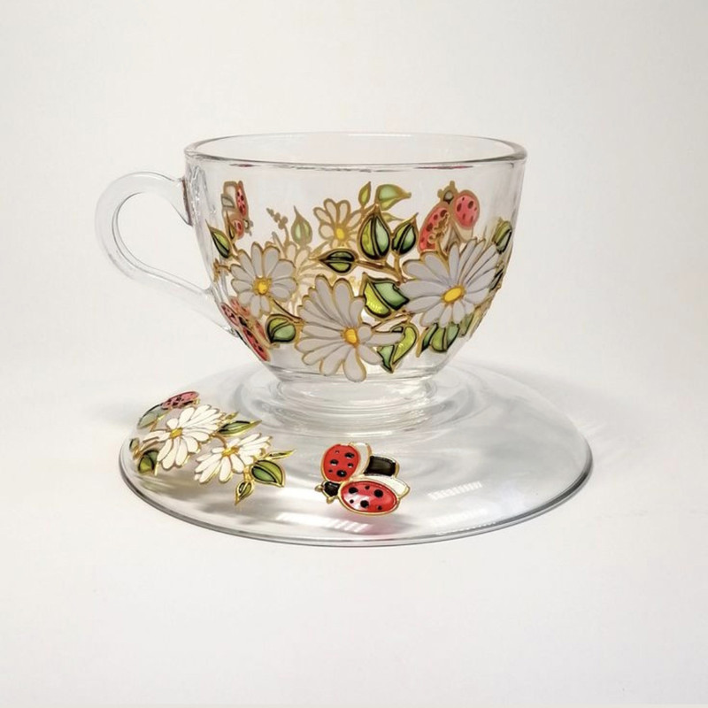 فنجان و نعلبکی مدل گل کد 09