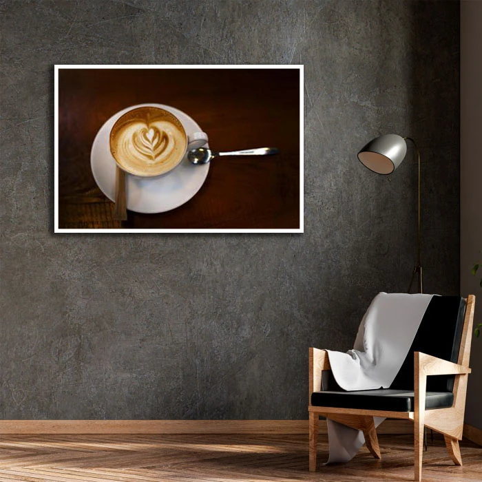 تابلو بکلیت طرح کافه و قهوه مدل W-D2273 فریم سفید