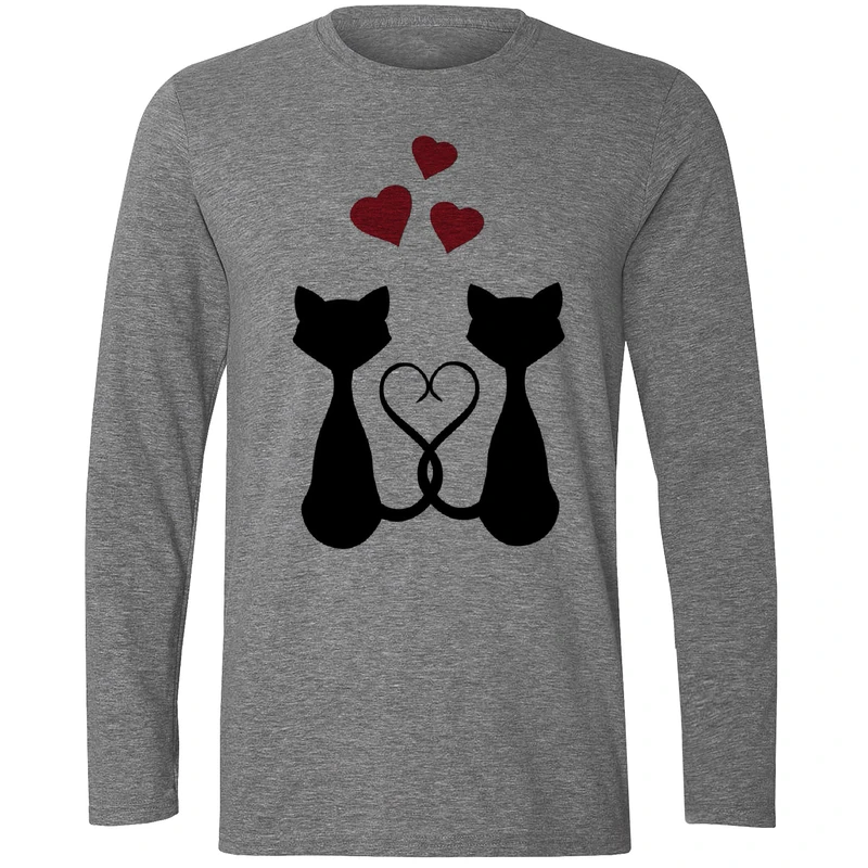 تی شرت آستین بلند زنانه مدل گربه عاشق W113