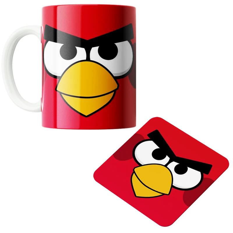 ماگ پاد آفرین مدل پرندگان خشمگین کد z293 به همراه زیر لیوانی