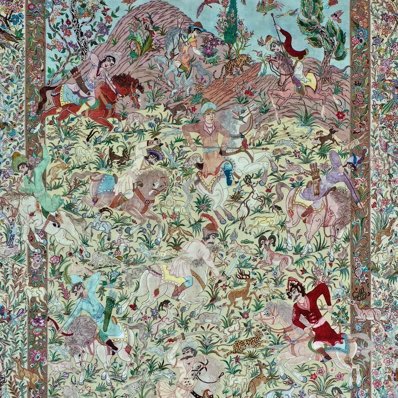 فرش دستباف 12 متری پورمعمار مدل شکارگاه کد 110