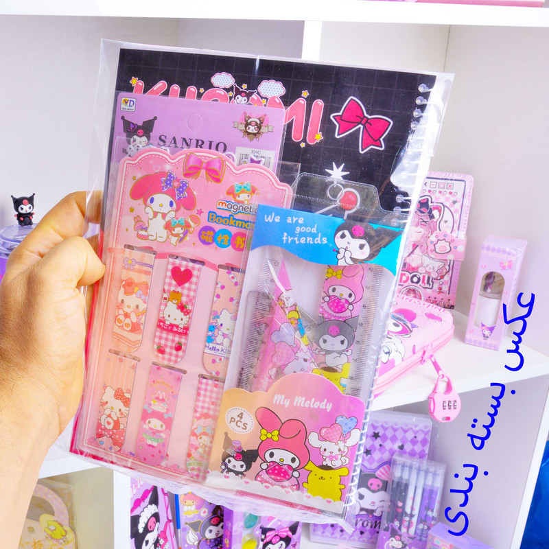 بسته لوازم تحریر مدل کرومی و گروه سانریو مجموعه 12 عددی