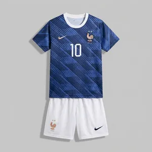 ست تی شرت و شلوارک ورزشی پسرانه مدل فرانسه امباپه Home 2026