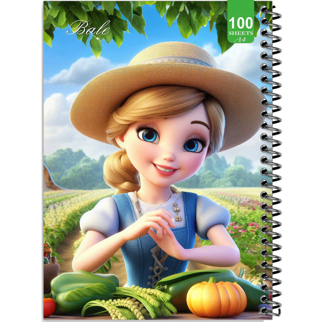دفتر نقاشی 100 برگ بله طرح فانتزی دخترانه مزرعه کد A4-N544