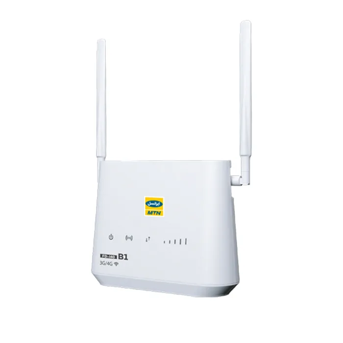 مودم 3G/4G قابل حمل ایرانسل مدل FD I40 B1 با سرعت 150 مگابیت بر ثانیه، پشتیبانی هم‌زمان 32 کاربر، 4 پورت LAN، اتصال بی‌سیم و باسیم، کلید WPS و نشانگر LED وضعیت شبکه