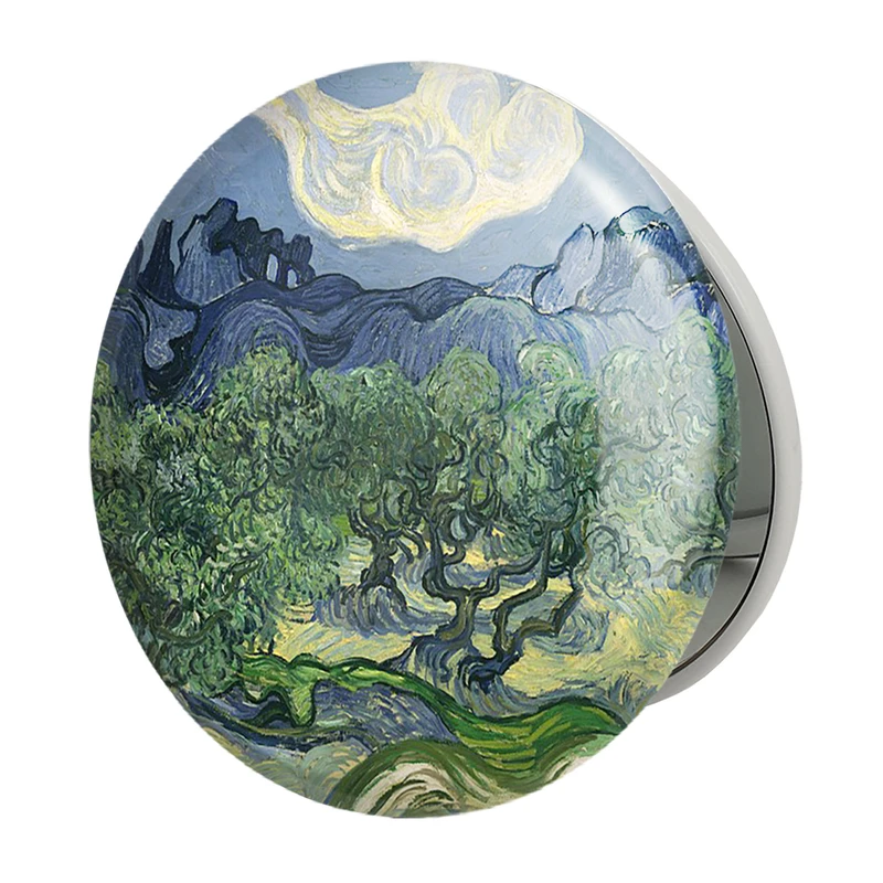 آینه جیبی خندالو طرح نقاشی درختان زیتون اثر ونسان ونگوگ مدل تاشو کد 25466 