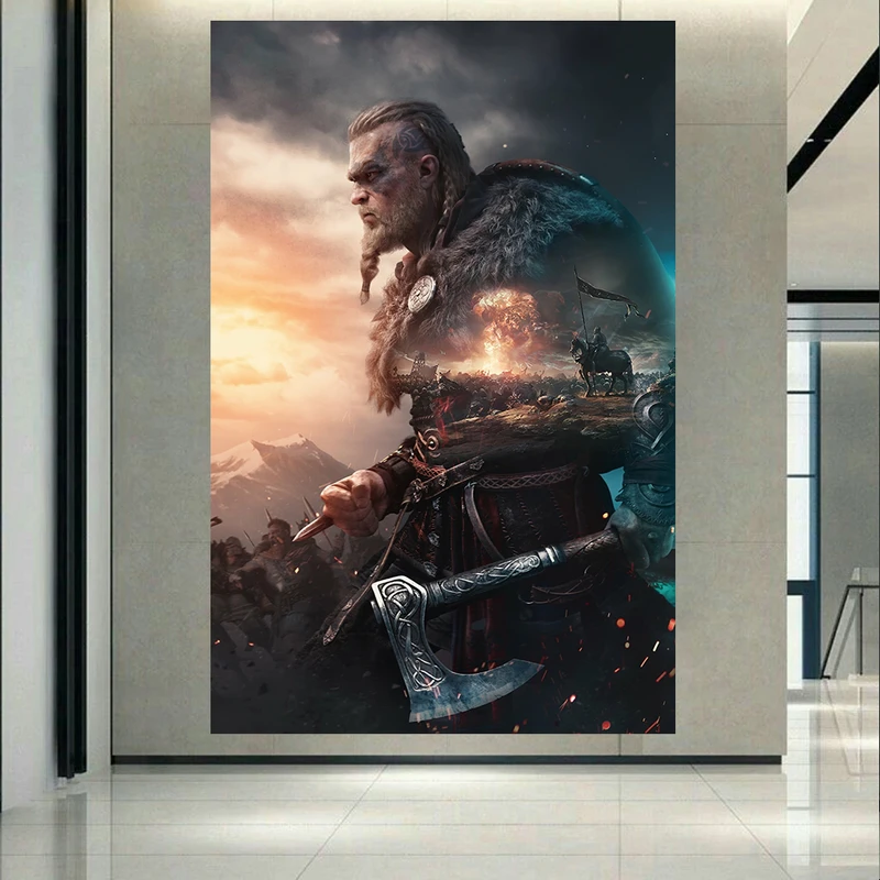 تابلو بوم طرح گیم مدل Assassins Creed Valhalla کد AR2436