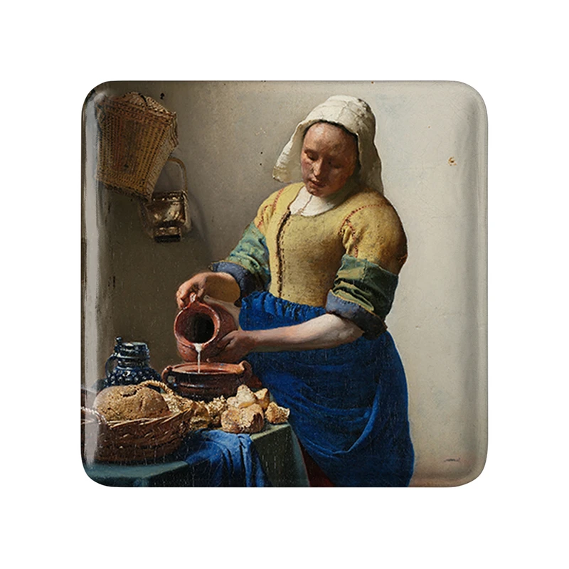 مگنت خندالو طرح زن شیر دوش یوهانس ورمیر مدل مربعی کد 36833