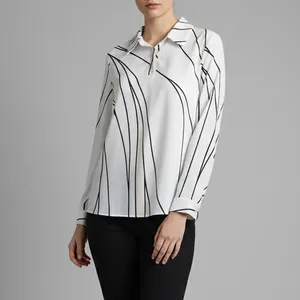 بلوز آستین بلند یقه برگردان زنانه تولیکا مدل 33121