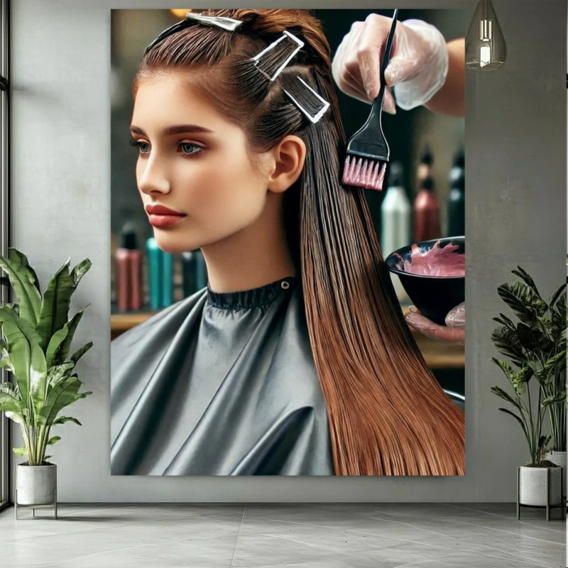 تابلو بوم طرح مخمل آرایشگاه لوکس مدل رنگ مو کد PY353