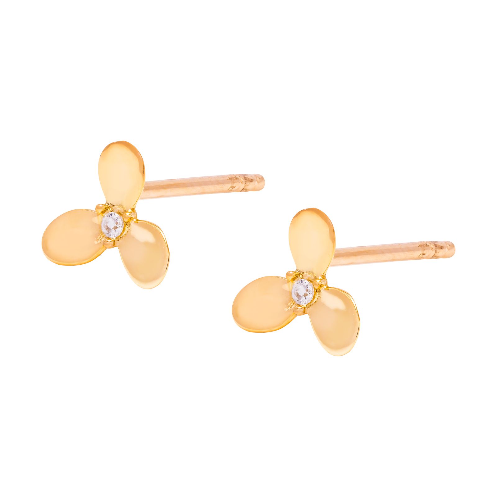 گوشواره میخی طلا 18 عیار زنانه وی گالری مدل گل کد E0208 -  - 2