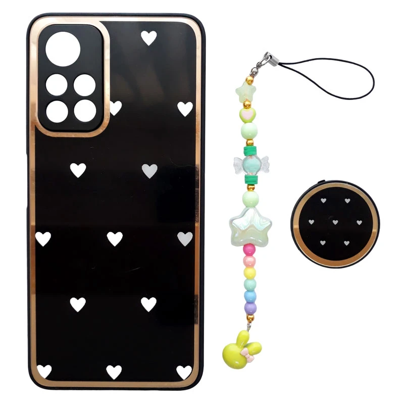 کاور مدل قلب کد A11010 مناسب برای گوشی موبایل شیائومی Redmi Poco M4 Pro 5G / Note 11 5G  به همراه پایه نگهدارنده و بند آویز