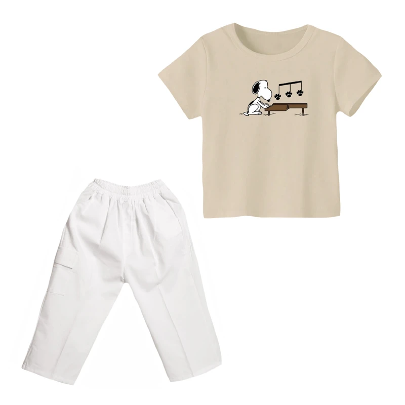 ست تی شرت و شلوارک پسرانه مدل اسنوپی کد ۴