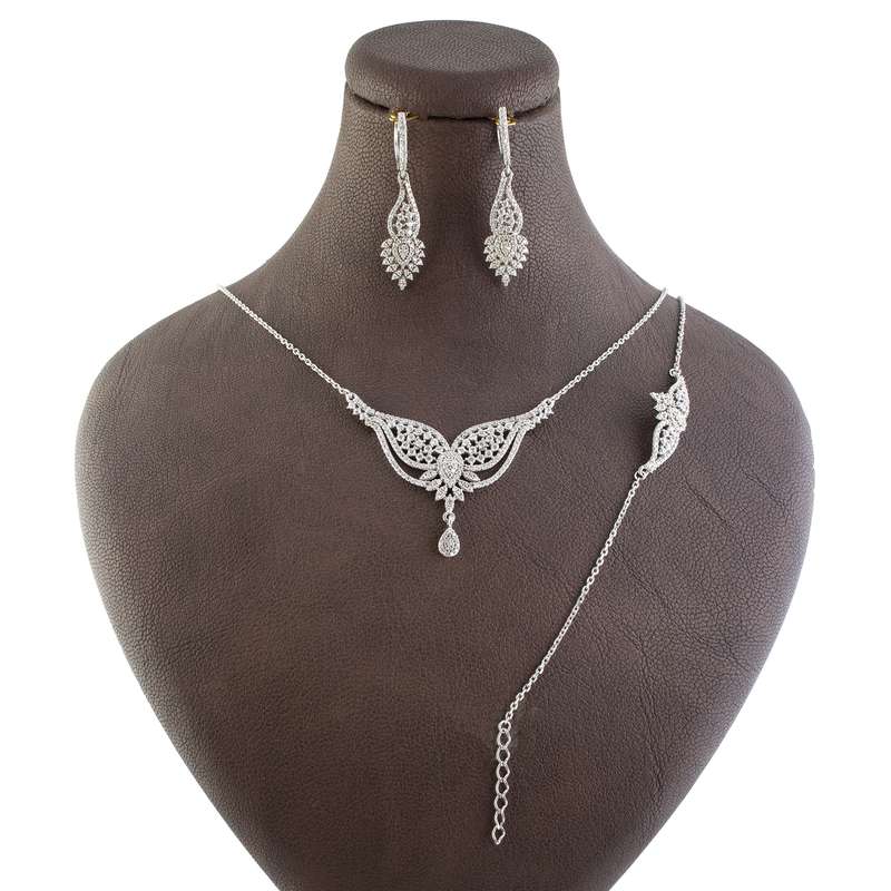 نیم ست نقره زنانه مدل برلیانت AMT-N158