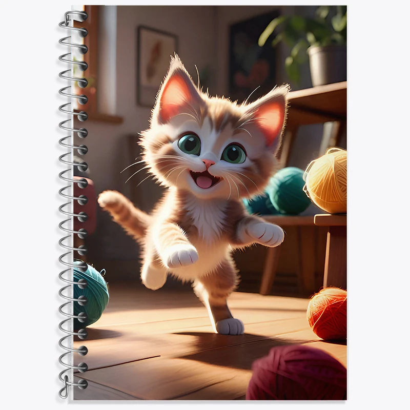 دفتر زبان 50 برگ خندالو مدل دو خط طرح گربه (Cat) کد F6514