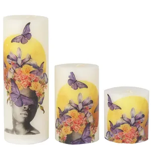 شمع طرح پروانه کد 363024 بسته سه عددی