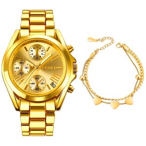 ساعت مچی عقربه‌ای کوارتز زنانه اسکمی مدل 1897GD به همراه دستبند