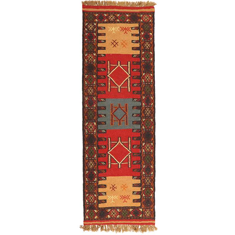 گلیم دستبافت کناره طول دو متر مدل تمام بافت خراسان کد 141027