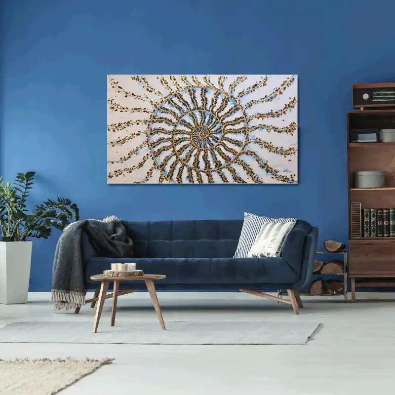 تابلو نقاشی ورق طلا طرح صدف و دریا