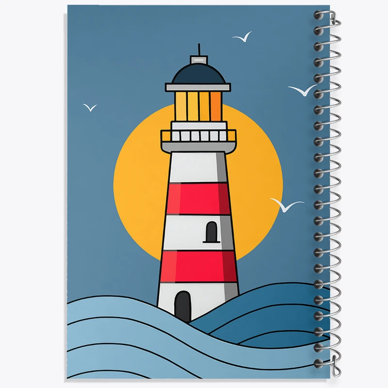 دفتر مشق 50 برگ خندالو طرح فانوس دریایی کد F7842