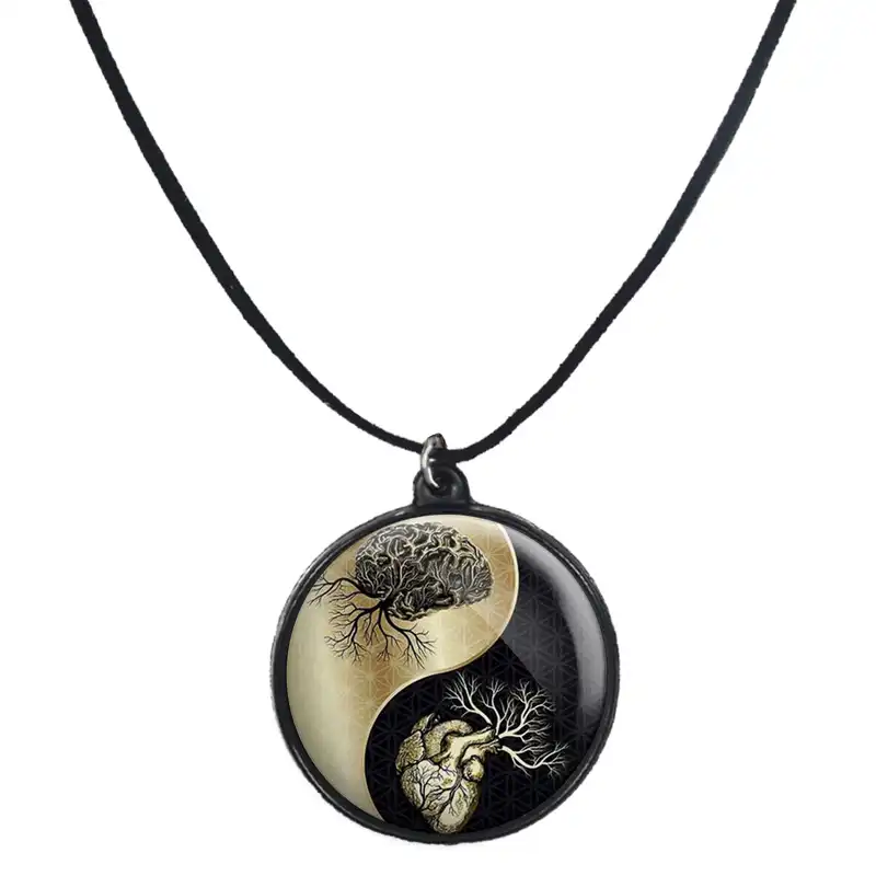 گردنبند پرمانه طرح یین یانگ کد pmb.1891مدل دو طرفه