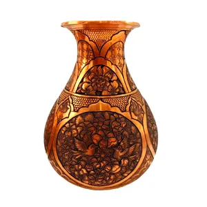 گلدان قلمزنی مسی طرح گل ومرغ کد 069 بسته دو عددی