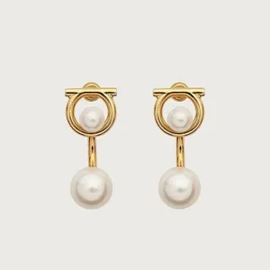 گوشواره طلا 18 عیار زنانه قیراط طرح مروارید کد GH5958