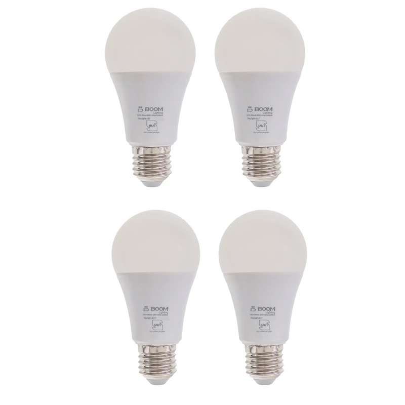 لامپ ال ای دی 12 وات بوم لایتینگ مدل حبابی پایه E27 بسته 4 عددی