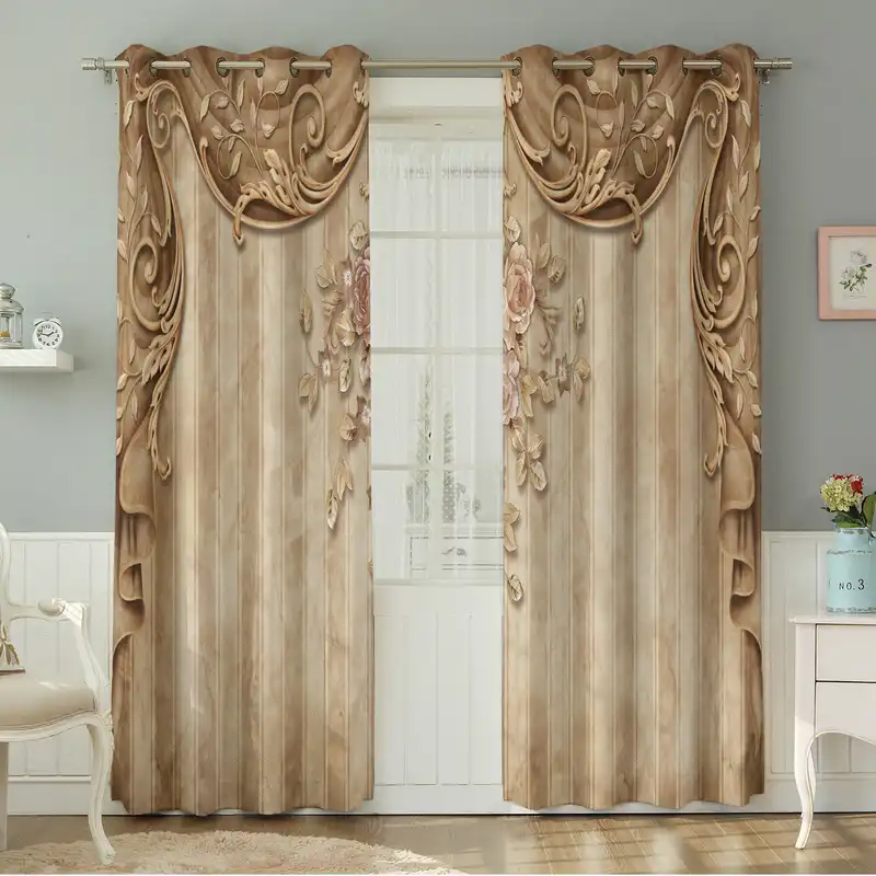 پرده نیروانا طرح سنتی مدل مخمل کد 9017 سایز 140×280 سانتی متر