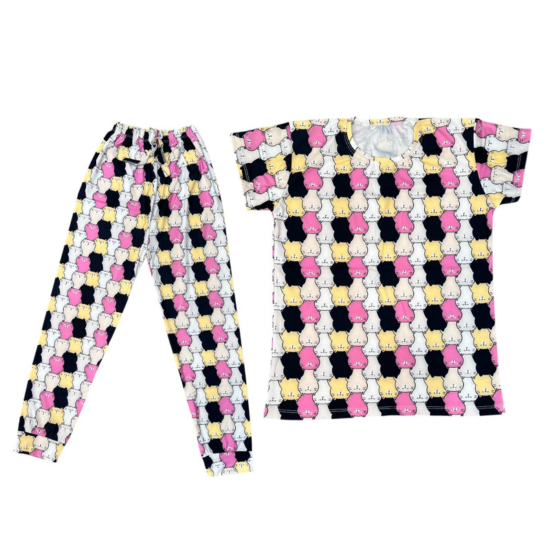 ست تی شرت و شلوار زنانه مدل گربه ای