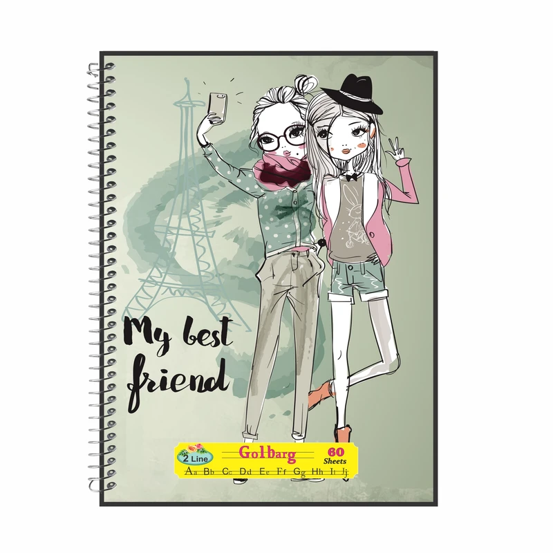 دفتر زبان 60 برگ گلبرگ طرح دخترانه کد 60663