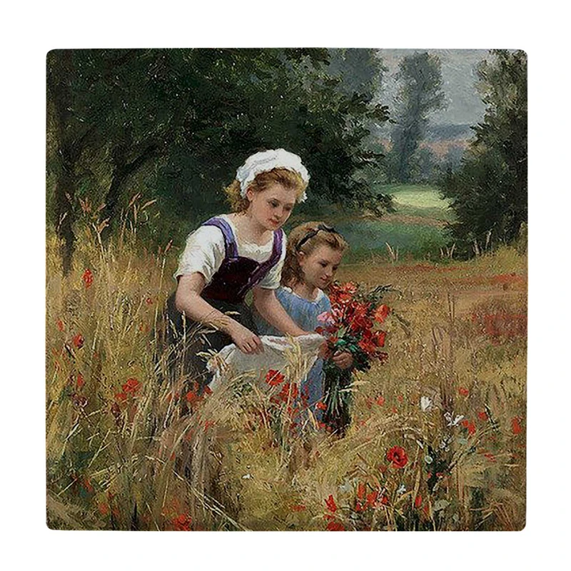  زیر لیوانی  طرح نقاشی مادر و دختر در مزرعه کد    5767979_4013