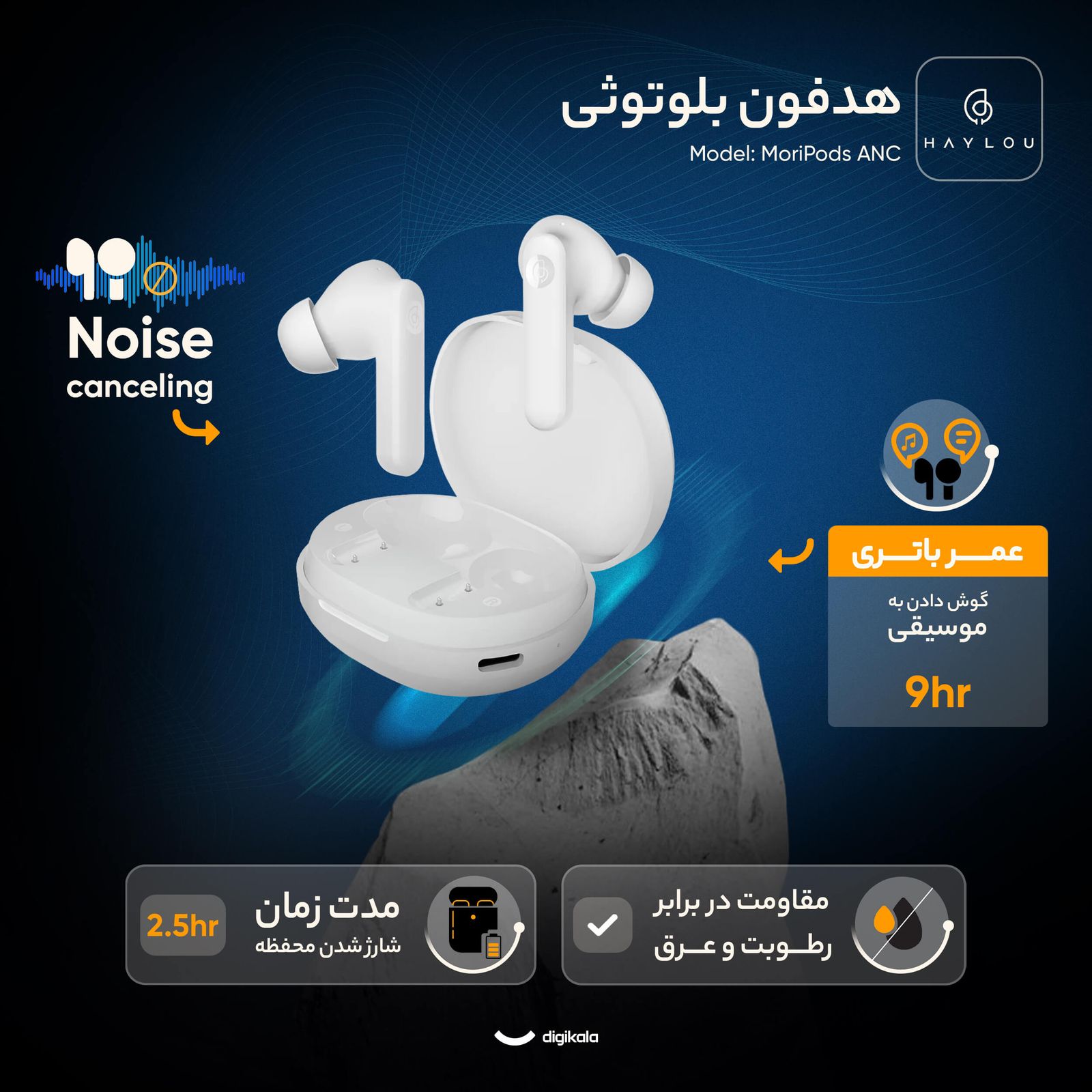 هدفون بلوتوثی هایلو مدل MoriPods ANC -  - 15