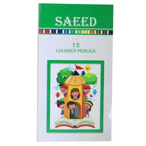مداد رنگی 12 رنگ سعید طرح مداد و کتاب