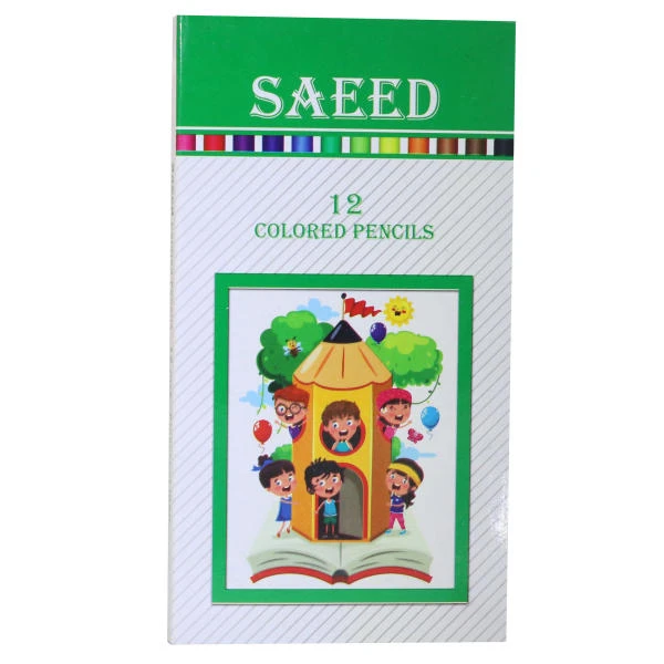 مداد رنگی 12 رنگ سعید طرح مداد و کتاب
