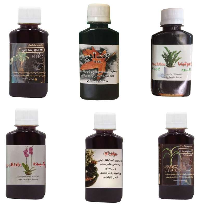 کود مایع فسفر ریشه زایی 10-52-10 و کلات آهن و کود زاموفیلیا و کود ارکیده و هیومیک اسید و مولتی کود مدل life drop حجم 120 میلی لیتر کود مایع فسفر ریشه زایی 10-52-10 و کلات آهن و کود زاموفیلیا و کود ارکیده و هیومیک اسید و مولتی کود مدل life drop حجم 120 میلی لیتر