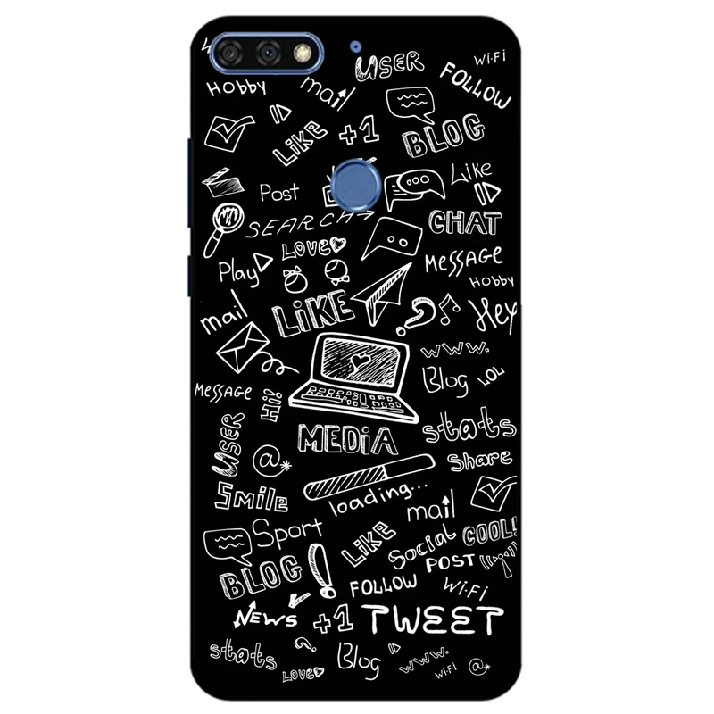 کاور مگافون طرح رسانه های اجتماعی مدل 1898 مناسب برای گوشی موبایل هوآوی Y6 Prime 2018