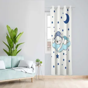 پرده طرح کودک ماه و ستاره مدل مخمل پانچی کد 1786 z سایز 140x200 سانتی متر