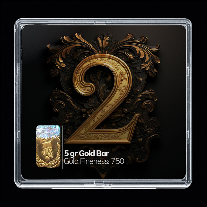 شمش طلا 18 عیار مدوپد مدل عدد 2 کد SG10155