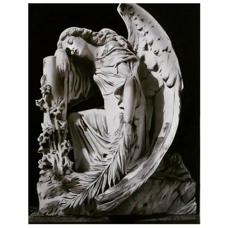 تابلو نقاشی سیاه قلم طرح مجسمه مدل پرپرواز کد 5