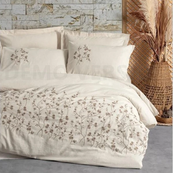 سرویس ملحفه دو نفره 6 تکه کاتن باکس مدل COTTON KETEN HEMERA