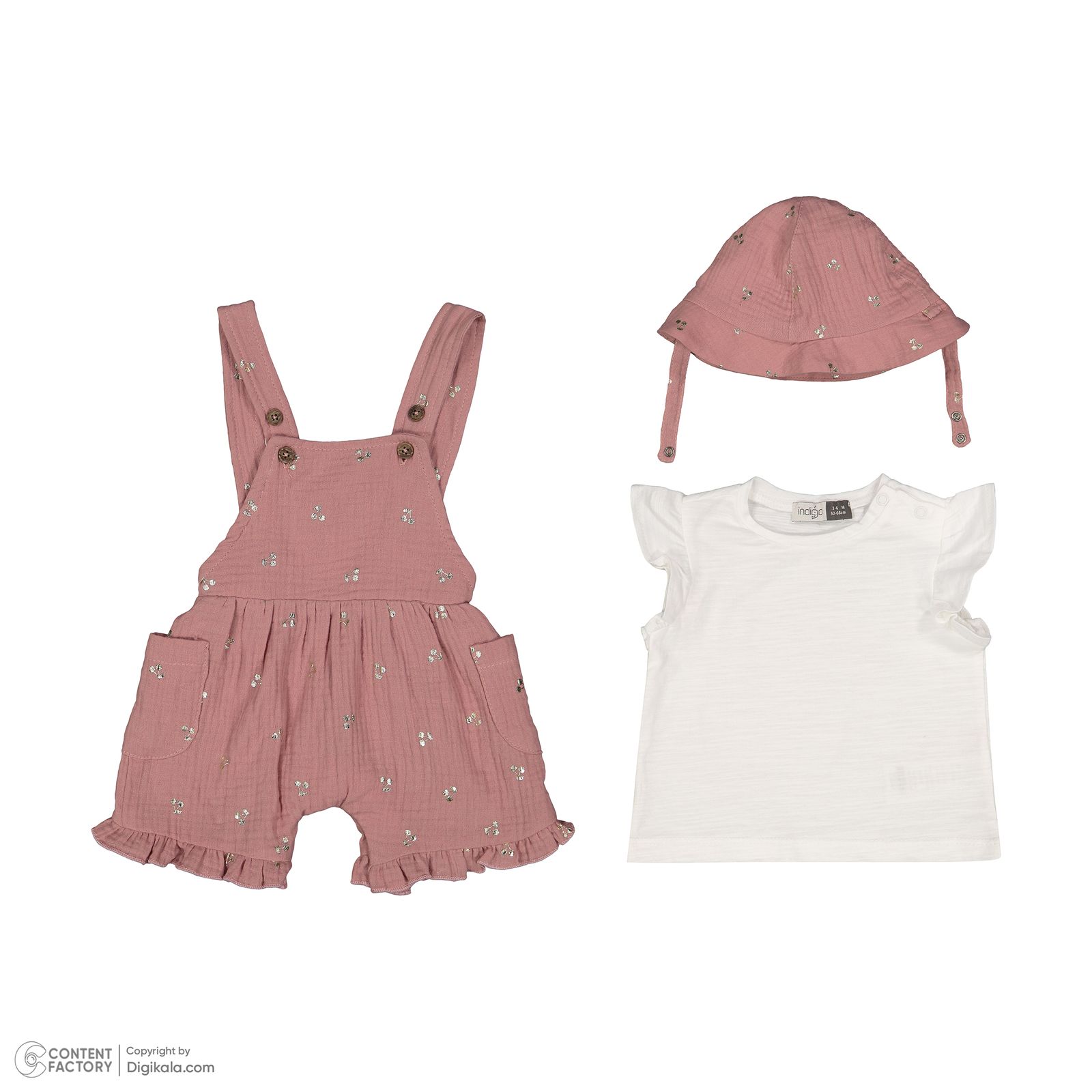 ست 3 تکه لباس نوزادی ایندیگو مدل 13160 رنگ صورتی -  - 4
