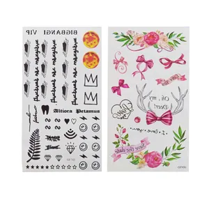 برچسب تتو موقت مدل گل و پروانه و ایموجی بسته 2 عددی