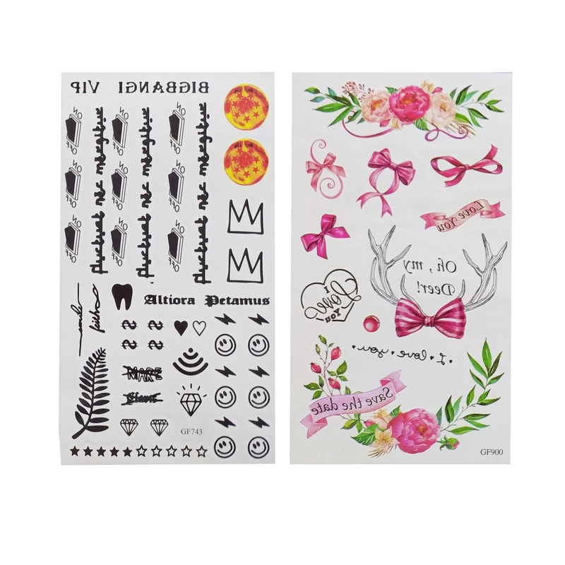 برچسب تتو موقت مدل گل و پروانه و ایموجی بسته 2 عددی