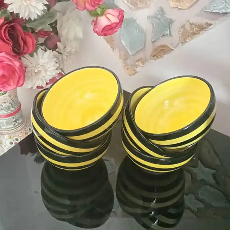کاسه سرامیکی مدل ماست خوری طرح زنبوری کد ma6 بسته 6 عددی