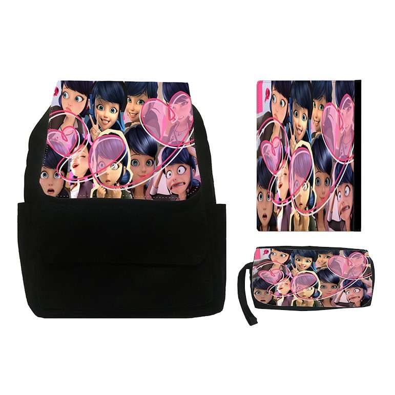 کوله پشتی طرح دختر کفشدوزکی کد SK1 به همراه کلاسور و جامدادی