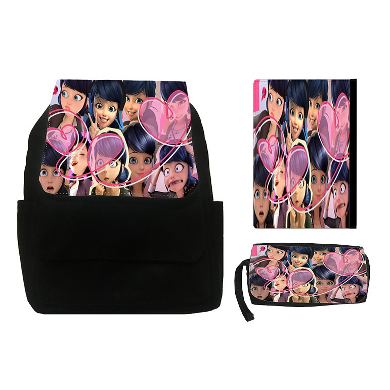 کوله پشتی طرح دختر کفشدوزکی کد SK1 به همراه کلاسور و جامدادی