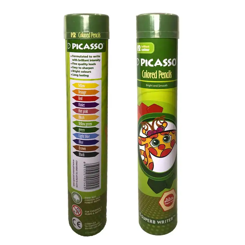 مداد رنگی 12 رنگ پیکاسو مدل استوانه ای کد 8