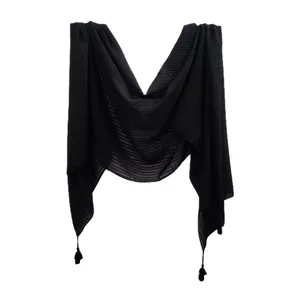 شال زنانه مدل پلیسه رنگ مشکی